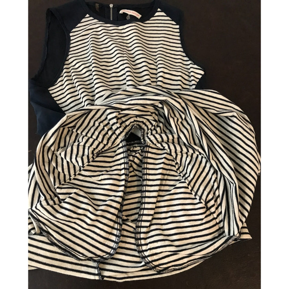 Rebecca Taylor Navy & White Striped Sleeveless Jersey Dress - Size Medium - Picture 5 of 11